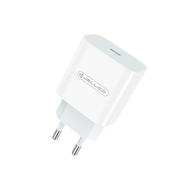 Įkroviklis Jellico AK180 20W USB-C + USB-C to Lightning cable 1.0m baltas 1