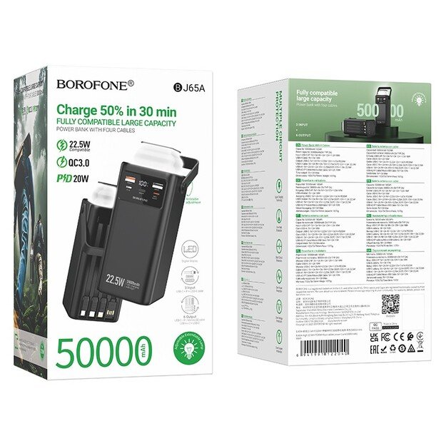 I&scaron;orinė baterija Power Bank Borofone BJ65A 22.5W 50000mAh juoda 5