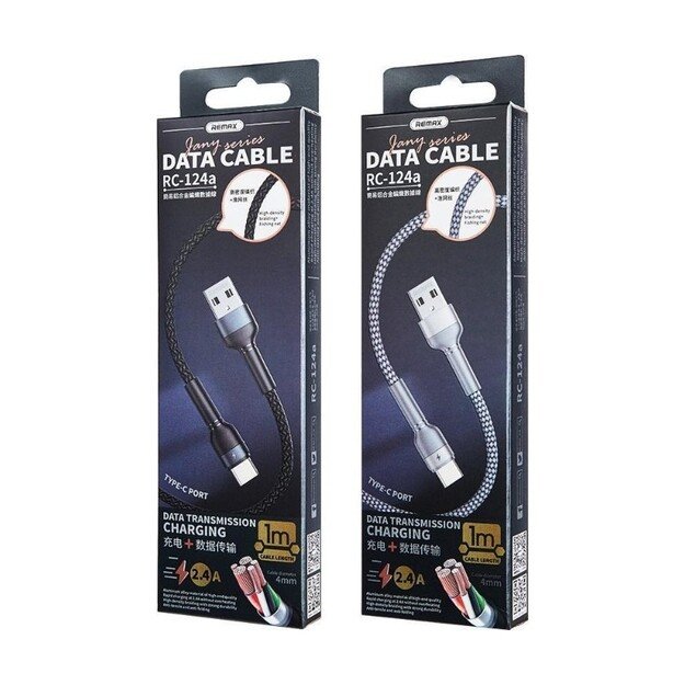 USB kabelis Remax RC-124m USB-A to MicroUSB 1.0m juodas 1
