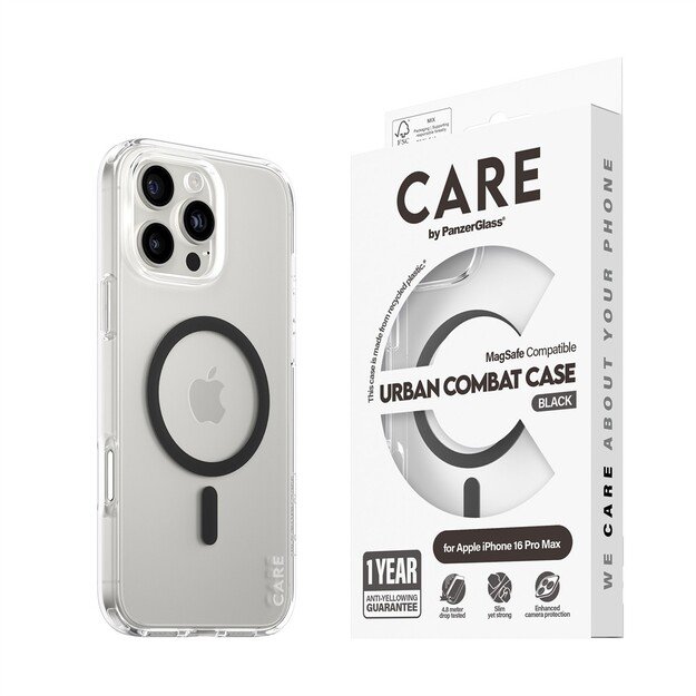 CARE Flagship case with Black MagSafe iPhone 16 Pro Max, Transparent 3