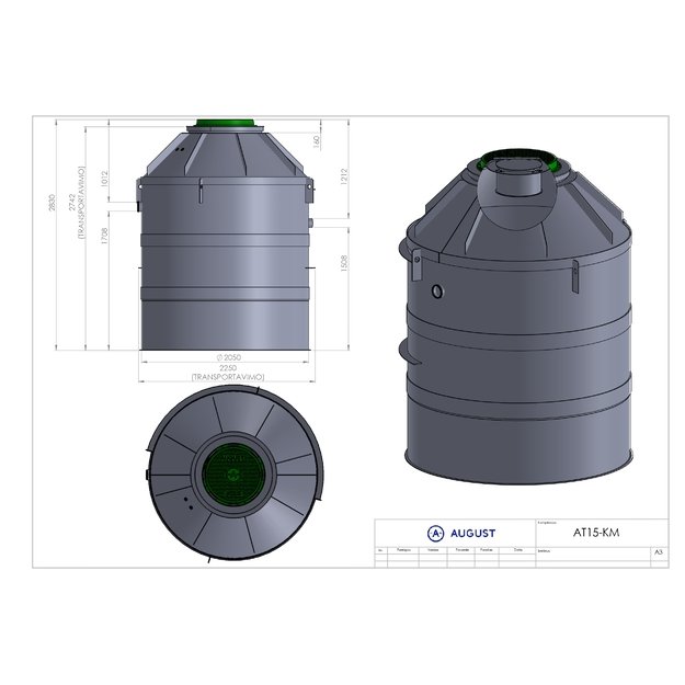 Nuotekų valymo įrenginys AT15KM 1012mm įgilinim. (12 žm.) 1