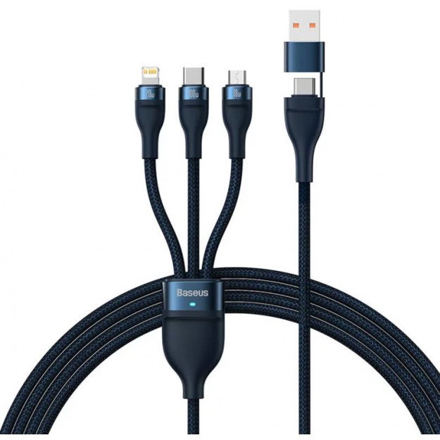 Baseus Flash Series II cable USB Type C / USB Type A - USB Type C / Lightning / micro USB 100 W 1.2 m Blue 1