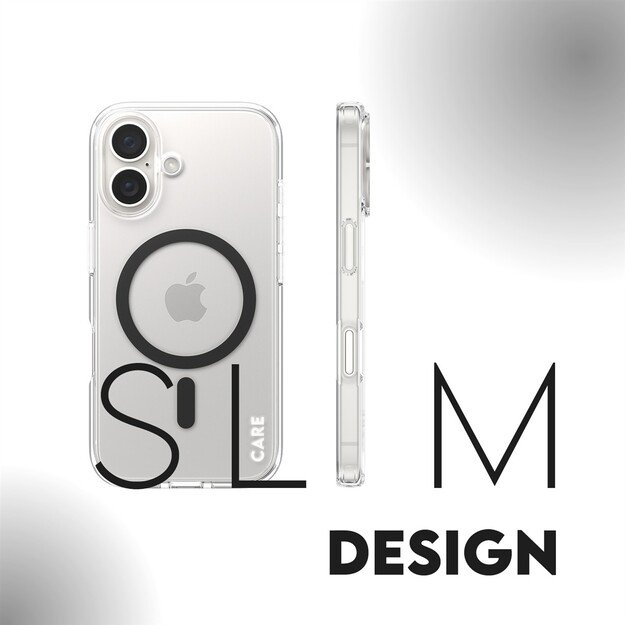 CARE Flagship case with Black MagSafe iPhone 16, Transparent