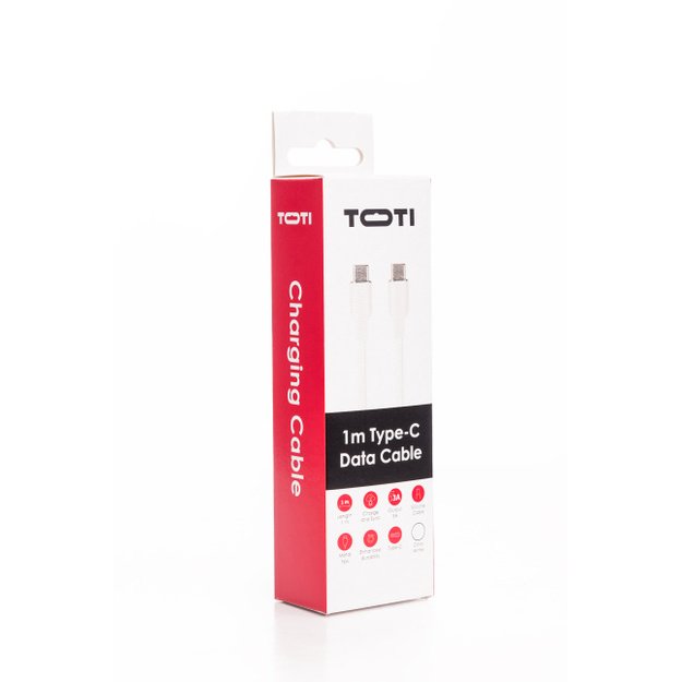 SEEK TOTI Type-C to Type-C, 1m Silicone Cable 3A, White 1