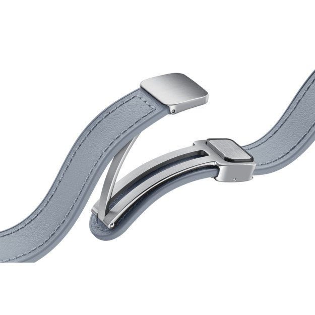 SHR93SLE D-Buckle Hybrid Eco-Leather Band 20mm (Slim, S/M) for Samsung Galaxy Watch6/Watch5, Blue