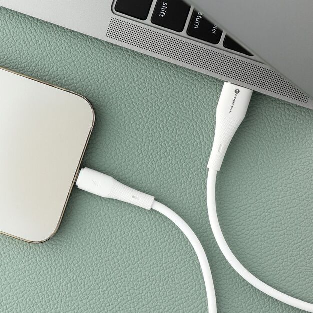 Cable USB A to Lightning Forcell F-Energy 2,4A 12W Silicone 1 m C343 white 2