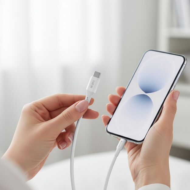 Cable USB A to Lightning Forcell F-Energy 2,4A 12W Silicone 1 m C343 white 10