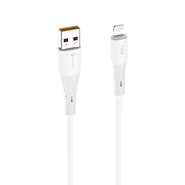 Cable USB A to Lightning Forcell F-Energy 2,4A 12W Silicone 1 m C343 white 1