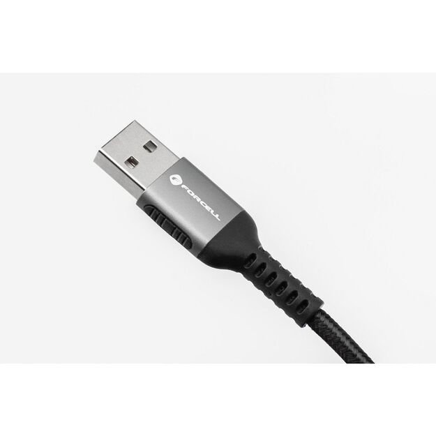 Cable USB A to Lightning Forcell F-Energy 2,4A 12W Cafule 0,25 m C257 black 2