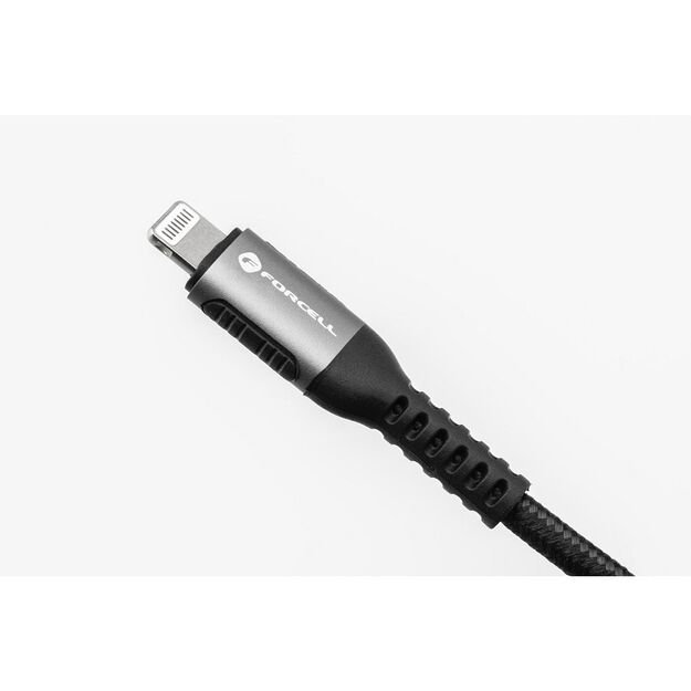 Cable USB A to Lightning Forcell F-Energy 2,4A 12W Cafule 0,25 m C257 black 3