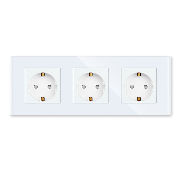 Trivietis ki&scaron;tukinis lizdas su stikliniu rėmeliu Feelspot, baltas