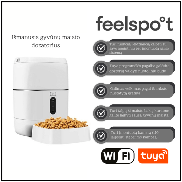 I&scaron;manusis gyvūnų maisto dozatorius Feedspot FS-BL6 WiFi, Tuya