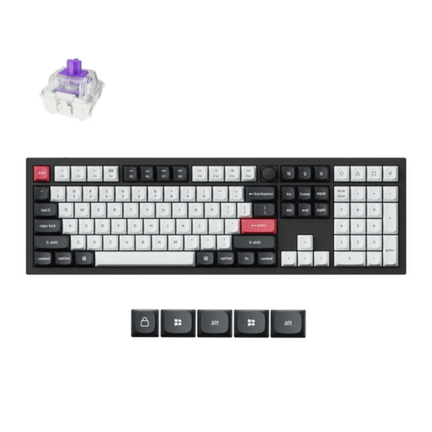 Keychron Q6 HE Wireless (Q6H-M1) - US Layout - Hot-Swappable Gateron Magnetic Nebula - Carbon Black (Juoda) Magnetinė Belaidė Žaidimų Klaviatūra