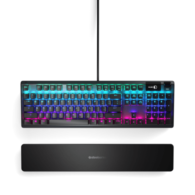 SteelSeries Apex 5 - US layout - Hybrid QX2 Blue Mechanical Switches - Black (Juoda) Mechaninė Žaidimų Klaviatūra
