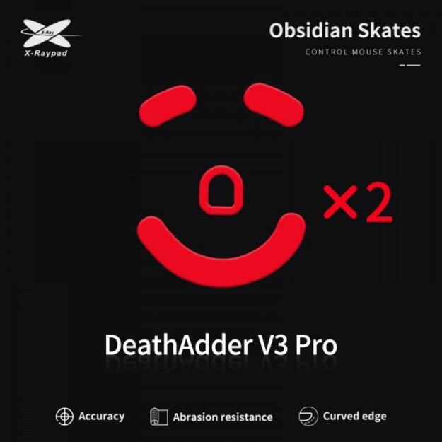 X-Raypad Obsidian Skates Razer Deathadder V3 Pro Red 2 vnt. (Raudoni) Pakaitiniai Mouse Feet