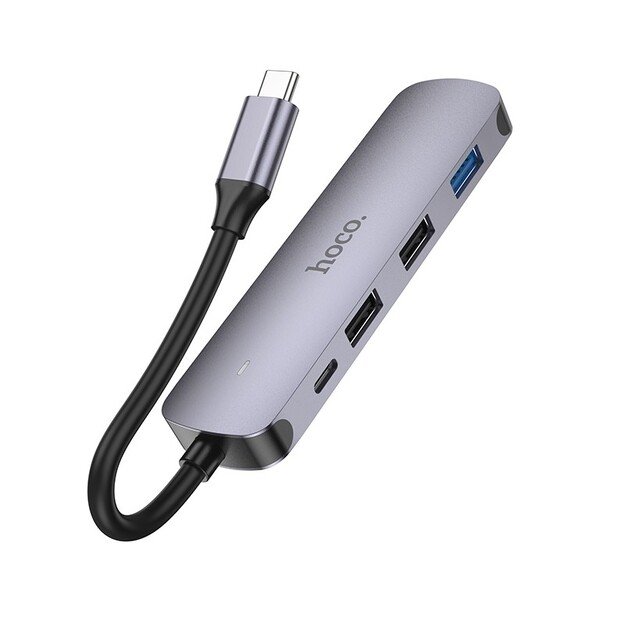 Adapteris Hoco HB27 Type-C Multi-Function Converter HDMI+USB3.0+USB2.0*2+PD pilkas 2