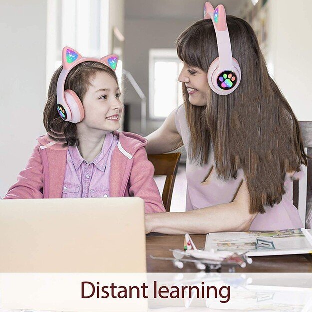 Belaidės ausinės Reach Cat Glow rožinės 3