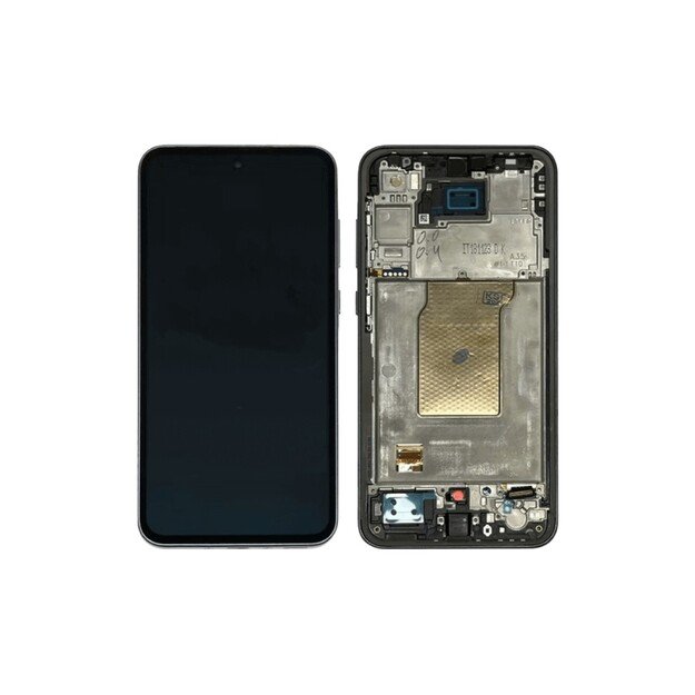 Ekranas Samsung A356 A35 5G su lietimui jautriu stikliuku ir rėmeliu Black OLED (real size)