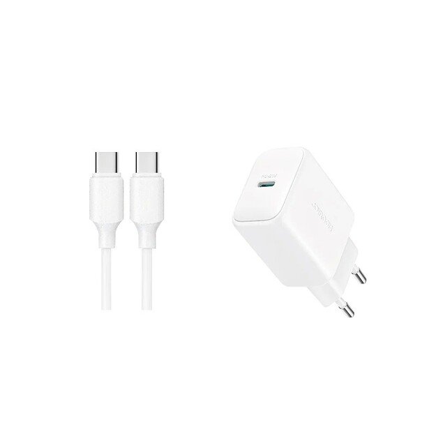 Įkroviklis Joyroom JR-TCF20 20W USB-C + USB-C to USB-C cable 1.0m baltas 1