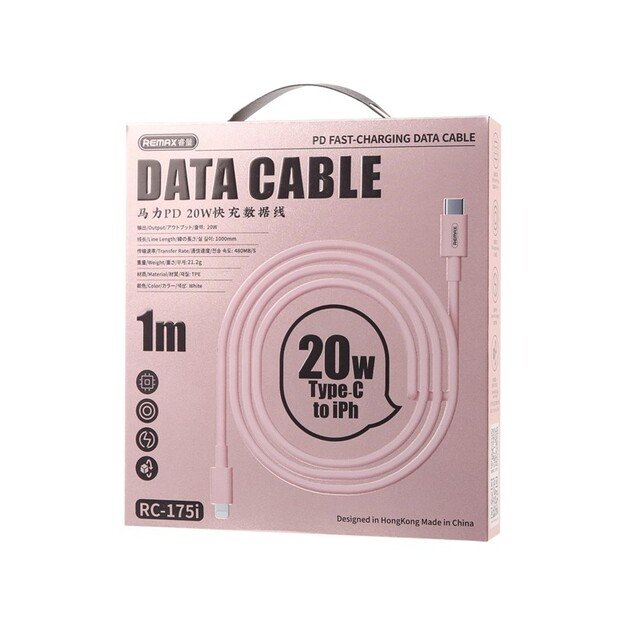 USB kabelis Remax RC-175i USB-C to Lightning 20W 1.0m baltas 1