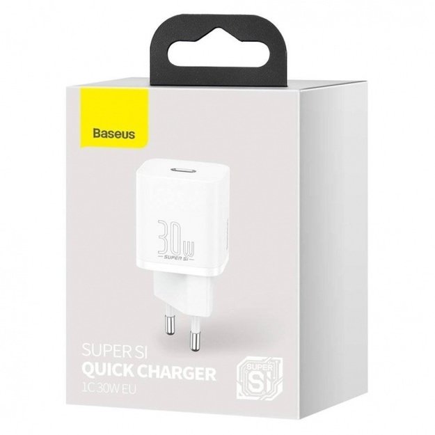 Baseus Super Si 1C fast wall charger USB Type C 30W Power Delivery Quick Charge White 3