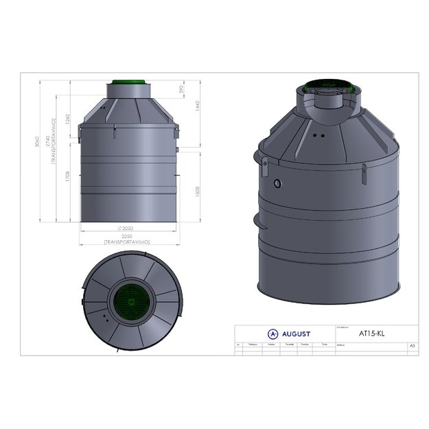 Nuotekų valymo įrenginys AT15KL 1242mm įgilinim. (12 žm.) 1