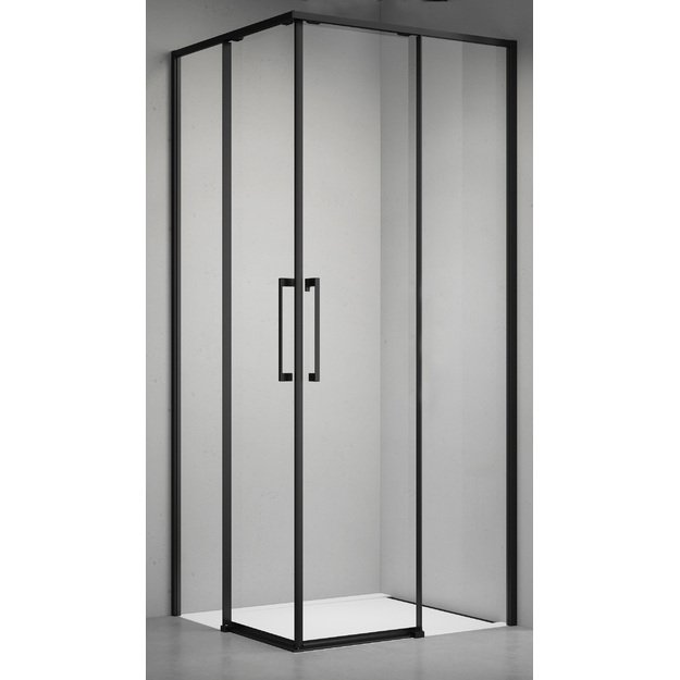 Du&scaron;o kabina ELEGANCE 90x90 juoda/skaidri be pado