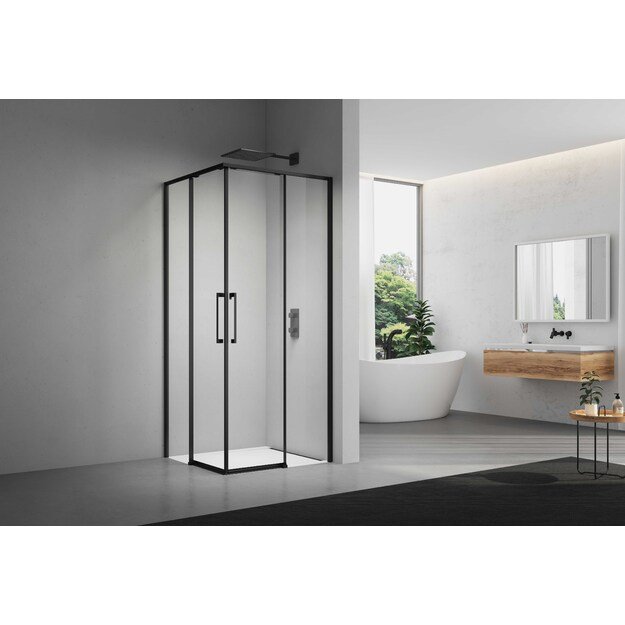 Du&scaron;o kabina ELEGANCE 90x90 juoda/skaidri be pado 1