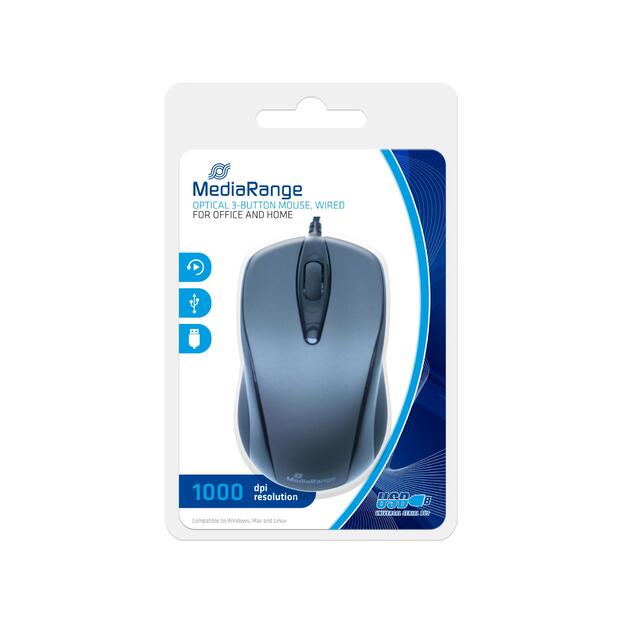 MOUSE USB OPTICAL BLACK/GREY/MROS201 MEDIARANGE