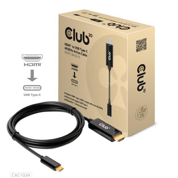 CABLE HDMI TO USB-C 1.8M/M/M CAC-1334 CLUB3D