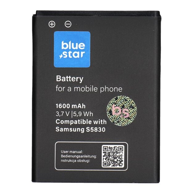 Battery for Samsung S5830 Galaxy Ace / Galaxy Gio S5670 1600 mAh Blue Star Premium
