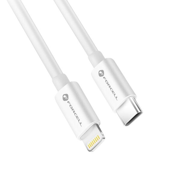 Cable USB C to Lightning Forcell F-Energy MFi PD 3A 30W 1 m C901 white 2