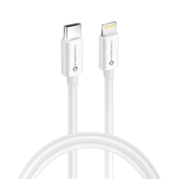 Cable USB C to Lightning Forcell F-Energy MFi PD 3A 30W 1 m C901 white 1