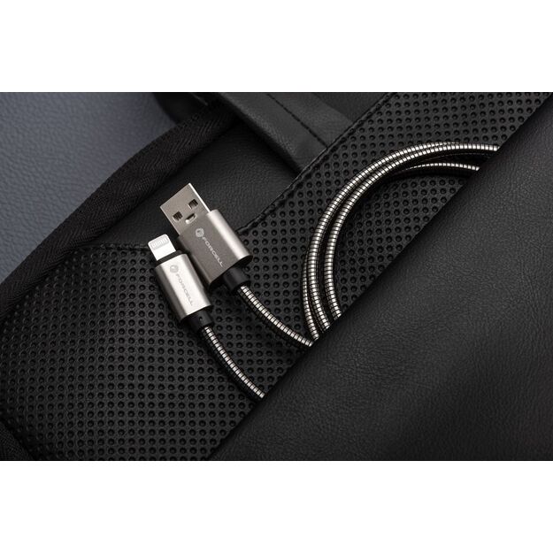 Cable USB A to Lightning Forcell F-Energy 2,4A 12W Metal 1 m C236 silver 5
