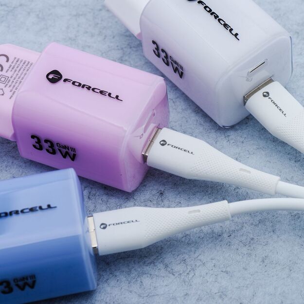 Cable USB C to Lightning Forcell F-Energy PD 3A 27W Silicone 1 m C346 white 5