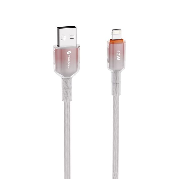 Cable USB A to Lightning Forcell F-Energy 2,4A 12W Gradient 1 m C353 white 8