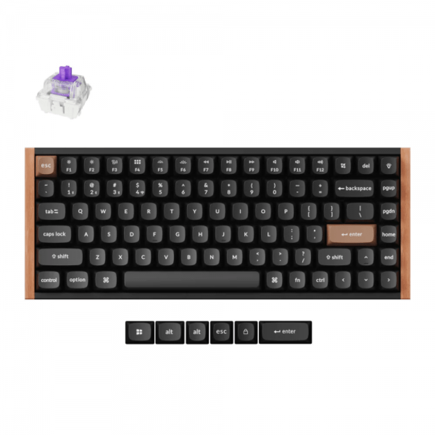 Keychron K2 HE Wireless (K2H-F1) - US Layout - Hot-Swappable Gateron Magnetic Nebula - Carbon Black (Juoda) Magnetinė Belaidė Žaidimų Klaviatūra