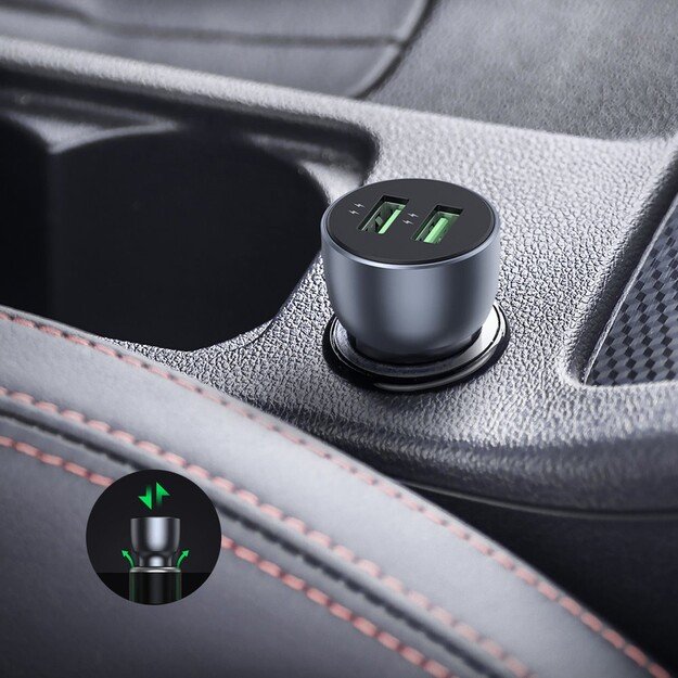 Automobilinis įkroviklis Ugreen CD213 2xUSB-A 36W mėlynas 2