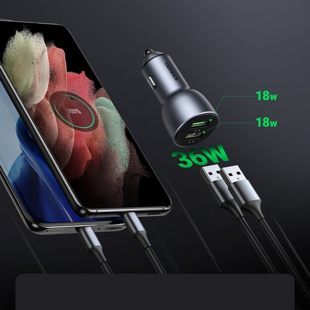 Automobilinis įkroviklis Ugreen CD213 2xUSB-A 36W mėlynas 3