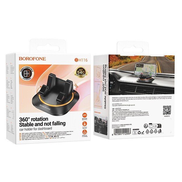 Automobilinis telefono laikiklis Borofone BH116 (dashboard) juodas 5