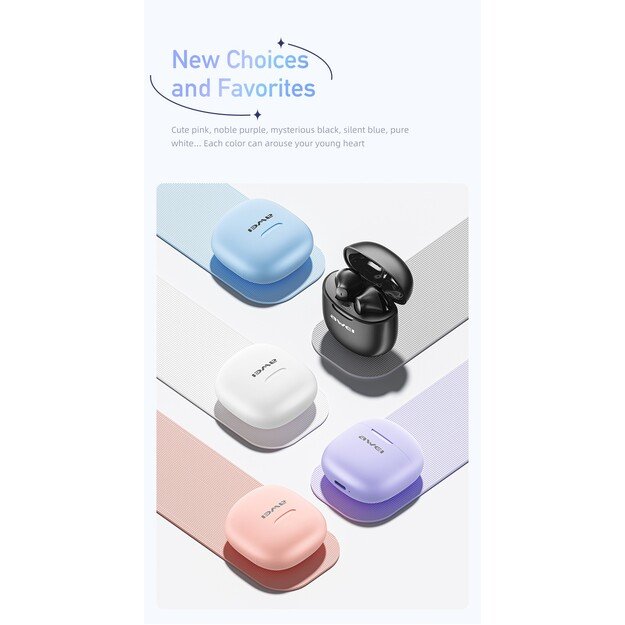 Belaidės ausinės Awei T68 baltos 6