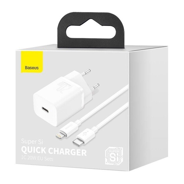 Įkroviklis Baseus Super Si 20W USB-C + USB-C to Lightning cable 1.0m baltas TZCCSUP-B02 5