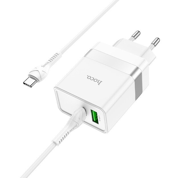 Įkroviklis Hoco N21 30W USB-C/USB-A + USB-C to USB-C cable 1.0m baltas 2