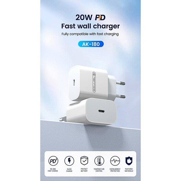 Įkroviklis Jellico AK180 20W USB-C baltas 2