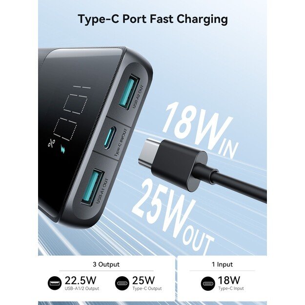 I&scaron;orinė baterija Power Bank Joyroom JR-PBF20 22.5W 10000mAh juoda 4