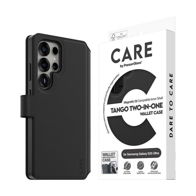 CARE by PanzerGlass Feature Case Tango Two-in-One Wallet Qi Compatible Samsung Galaxy S25 Ultra, Black 6