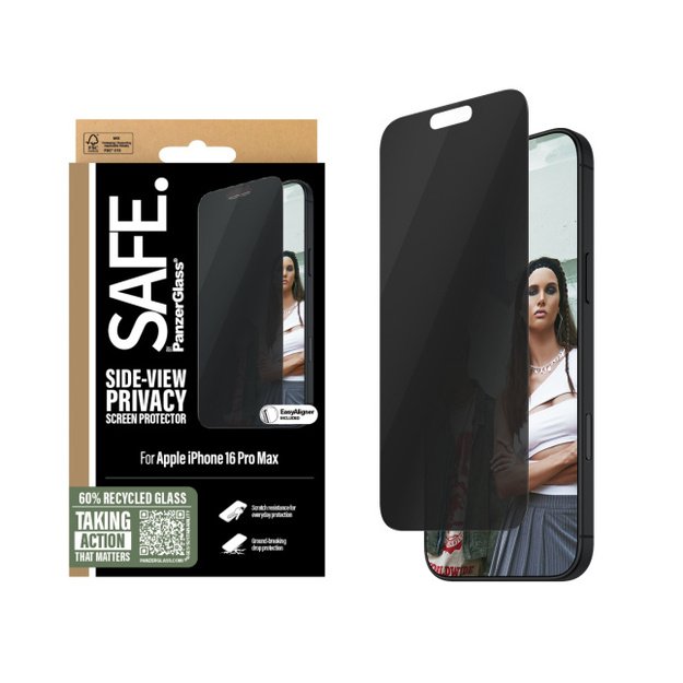 PanzerGlass SAFE Privacy Screen Protector Apple iPhone 16 Pro Max, Ultra-Wide Fit 1