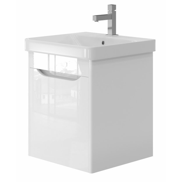 Vonios kambario spintelė su praustuvu LIVORNO LVR-55 balta pakabinama