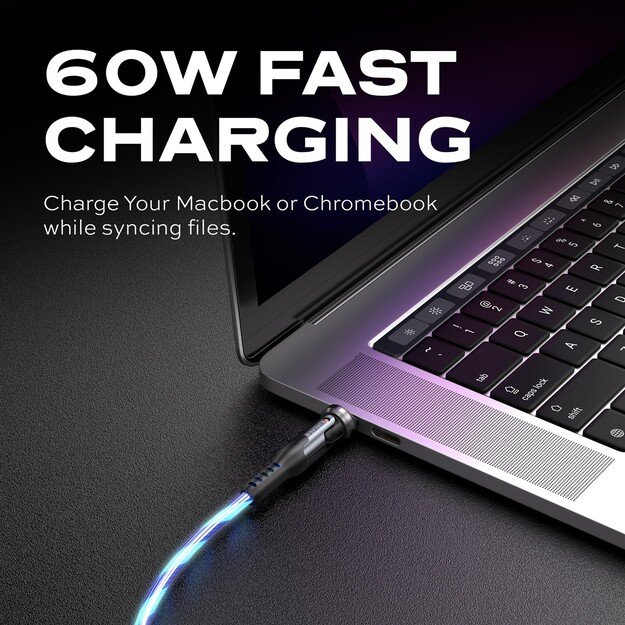 STATIK PowerPivot Pro, Glowing LED Cabel, USB-C to USB-C, 2m, Black 1