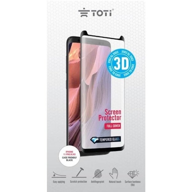 TEMPERED glass 3D screen protector for iPhone 11 Pro/X/XS, Black 2